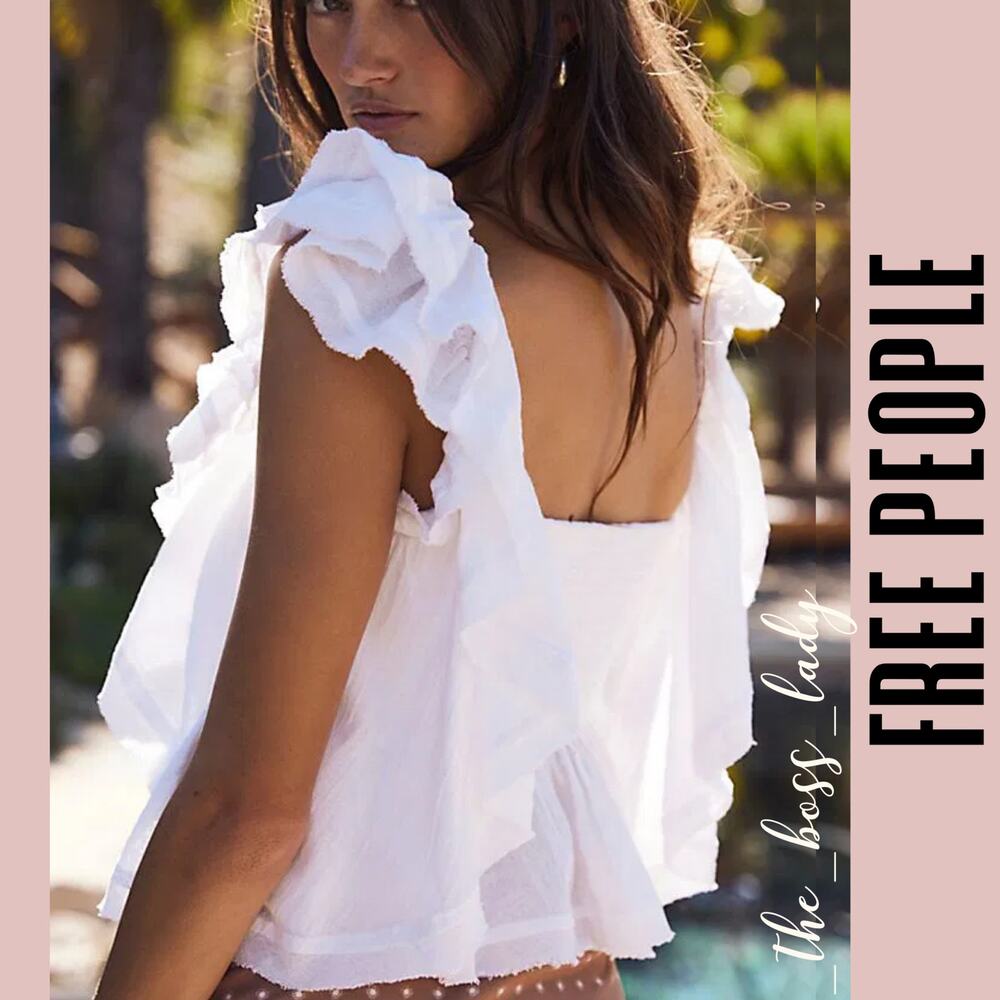 Free People top cropped reversible ruffled babydoll cotton XS boho - Picture 2 of 7